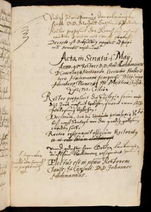 Sommerhalbjahr 1595. Rektorat Johann Hochmann