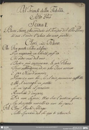Il trionfo della fedeltà [Libretto]
