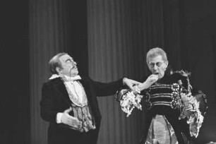 Szenenbilder aus "Monsieur und Madame Denis" und "Salon Pitzelberger", Buffo-Opern von Jacques Offenbach. Staatsoper Berlin im Apollo-Saal, Erstaufführung am 19.10.1963