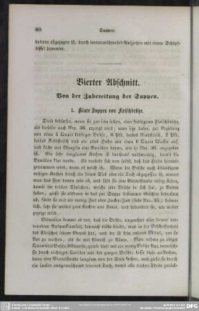Vierter Abschnitt. Von der Zubereitung der Suppen