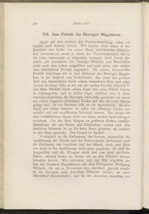 VII. Das Porträt der Herzogin Magdalena.
