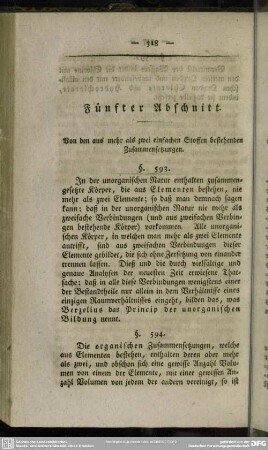 Fünfter Abschnitt. Von den aus mehr als zwei einfachen Stoffen bestehenden Zusammensetzungen
