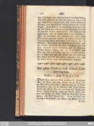 Am ersten Sonntag nach Ostern Quasimodogeniti. Epistel, 1 Joh. V. v. 4 - 10.