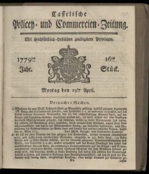 16tes Stueck, Montag den 19ten April. 1779