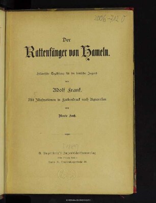 Der Rattenfänger von Hameln : Historische Erzählung für die deutsche Jugend