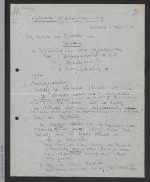 Protokoll der geschlossenen Mitgliederversammlung im Rahmen der 33. Generalversammlung des ADF 1925 in Eisenach