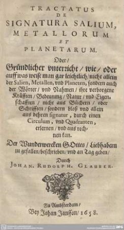 TRACTATUS DE SIGNATURA SALIUM, METALLORUM ET PLANETARUM.