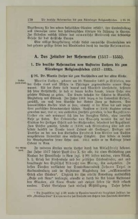 A. Das Zeitalter der Reformation (1517-1555)