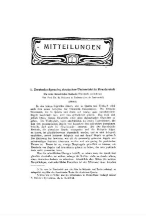 Deutsche Sprache, deutscher Unterricht in Frankreich : die neue französische Methode Deutsch zu lehren ; (Schluß)