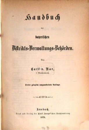 Handbuch der bayerischen Distrikts-Verwaltungs-Behörden