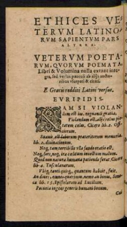 Veterum Poetarum, Quorum Poetamata, Libri & Volumina nulla extant integra, sed versus pauculi ab aliis auctoribus usurpati & citati.