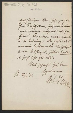 Brief an Friedrich Wilhelm Jähns : 28.03.1871