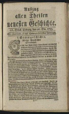 LII. Stück. Coburg, den 26. Dec. 1753.