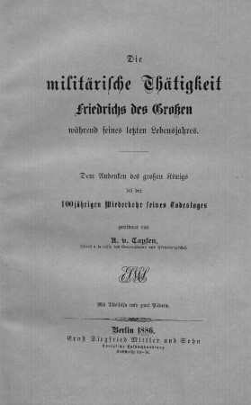 Militärische Studien über die letzte Regierungs-Periode König Friedrich II., 2