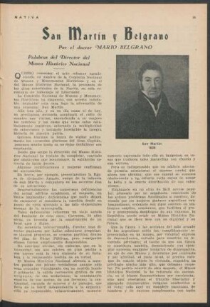 San Martín y Belgrano : Palabras del Director del Museo Histórico Nacional