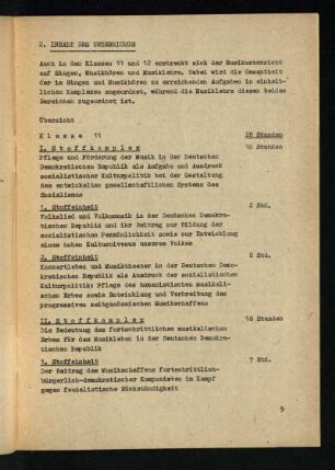 2. Inhalt des Unterrichts