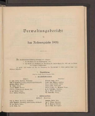 Verwaltungsbericht für das Rechnungsjahr 1899.