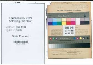 Entnazifizierung Friedrich Sack , geb. 18.04.1900 (Beamter)
