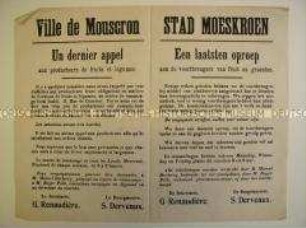 Zweisprachiger Maueranschlag zur Erinnerung an die geforderten Abgaben