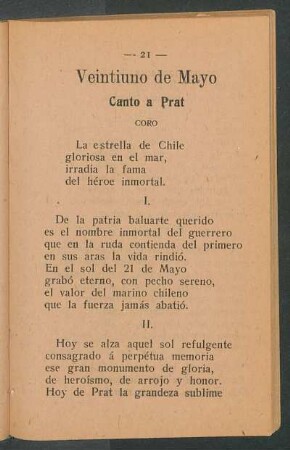 Veintiuno de Mayo : Canto a Prat