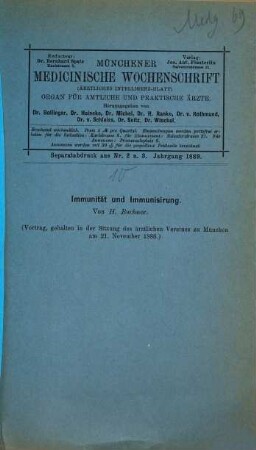 Kleine medizinische Abhandlungen : Separatabdrucke aus der Münchener medizinischen Wochenschrift. 10