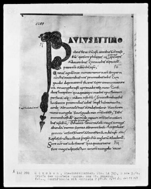 Briefe des Apostels Paulus (enge Beziehungen zur Ada-Gruppe) — Initiale P(aulus settimo)