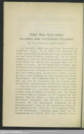 Ueber Haar-Hygrometer, besonders über Lambrecht's Polymeter