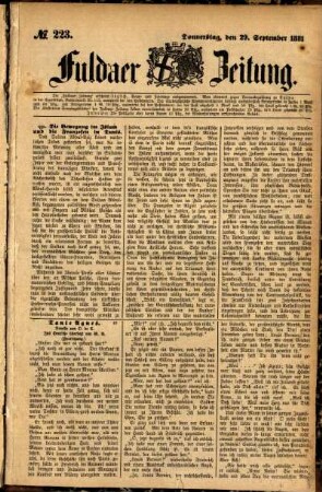 Ausgabe vom Donnerstag, den 29. September 1881.
