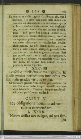 Caput V. De obligatione hominis ad virtutem exercendam
