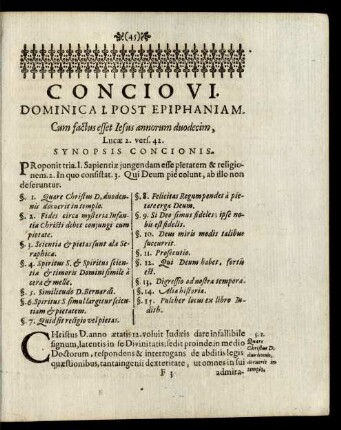 Concio VI. Dominica I. Post Epiphaniam.
