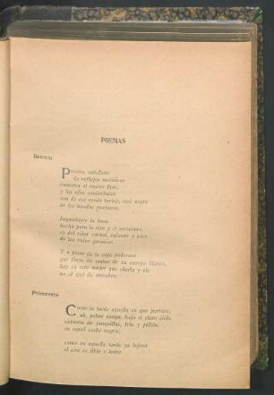 Poemas : Retrato [y] Primavera [y] Cansancio [y] Perfume [y] Mañana clara [y] Viaje