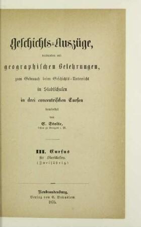 Cursus 3: Für Oberklassen (zweijährig)