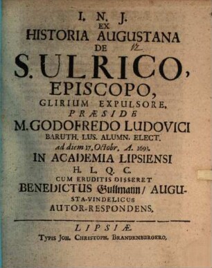 Ex Historia Augustana De S. Ulrico, Episcopo, Glirium Expulsore