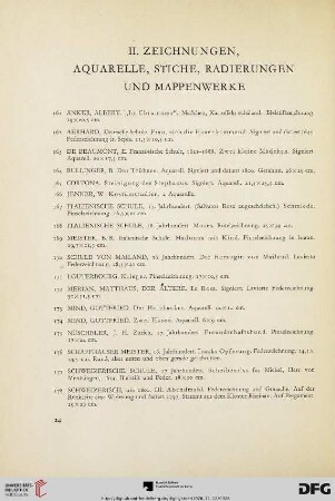 II. Zeichnungen, Aquarelle, Stiche, Radierungen und Mappenwerke (Nr. 161-246)
