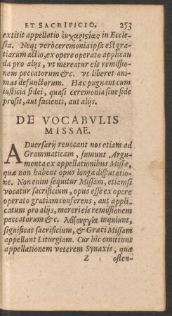 De Vocabulis Missae.