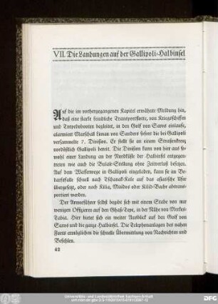 VII. Die Landungen auf der Gallipoli-Halbinsel