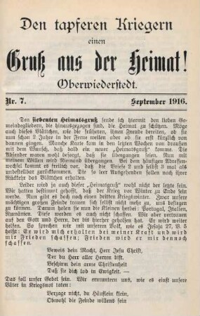 7.1916: tapferen Kriegern einen Gruß aus der Heimat