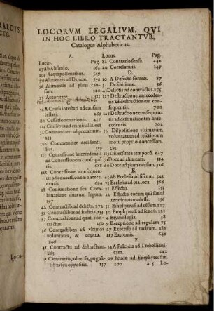 Locorum Legalium, Qui In Hoc Libro Tractantur, Catalogus Alphabeticus