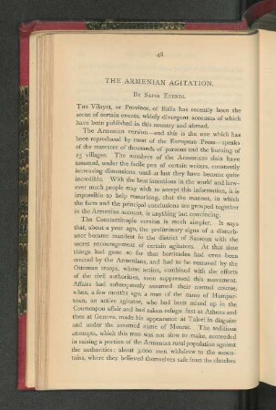 The Armenian Agitation.