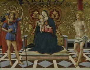Thronende Madonna mit Kind und den Heiligen Christophorus und Sebastian