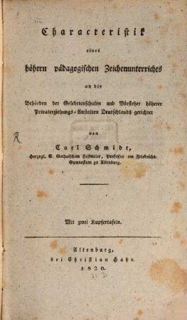 Charakteristik eines höhern pädagogischen Zeichenunterrichts