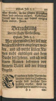 Betrachtung über die fünfte Verheissung