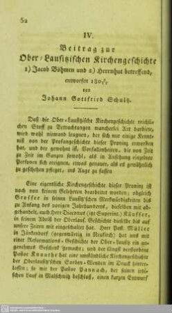 Beitrag zur Ober-Lausitzischen Kirchengeschichte 1) Jacob Böhmen und 2) Herrnhut betreffend, entworfen 1808/11