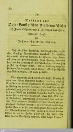 Beitrag zur Ober-Lausitzischen Kirchengeschichte 1) Jacob Böhmen und 2) Herrnhut betreffend, entworfen 1808/11