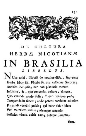 De Cultura Herbæ Nicotianæ In Brasilia Libellus.