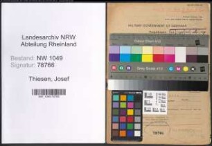 Entnazifizierung Josef Thiesen , geb. 11.11.1902 (Bahnbeamter)