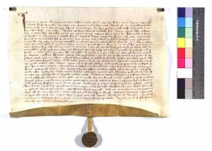Die Richter des Speyerer Hofgerichts vidimieren eine Urkunde Papst Alexanders IV., der wiederum eine Urkunde Papst Honorius´ III. über die Zehntfreiheit des Zisterzienserordens bestätigt.