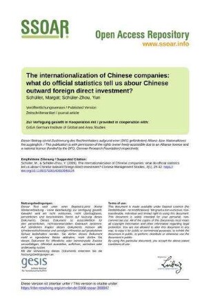 The internationalization of Chinese companies: what do official statistics tell us abour Chinese outward foreign direct investment?