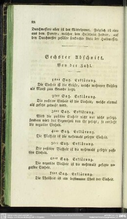 Sechster Abschnitt. Von der Zahl