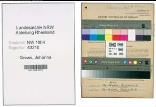 Entnazifizierung Johanna Grewe , geb. 15.11.1883 (Geschaeftsinhaberin)